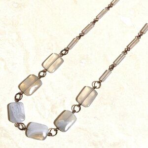 Geometric Agate Necklace, Rustic Genuine Gemstone Copper Link Necklace